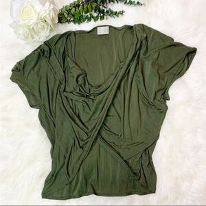 Anthropologie Saturday Sunday One Size Olive Green Slouchy Wrap Top
